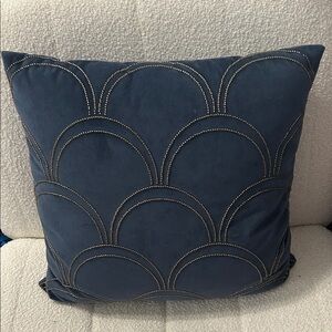 Navy Blue Embroidered Accent Pillow